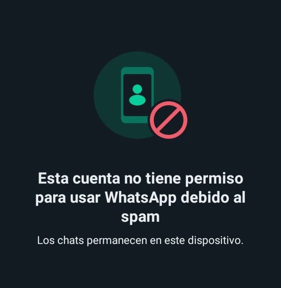 Pantalla de WhatsApp: esta cuenta no tiene permiso para usar WhatsApp debido al spam
